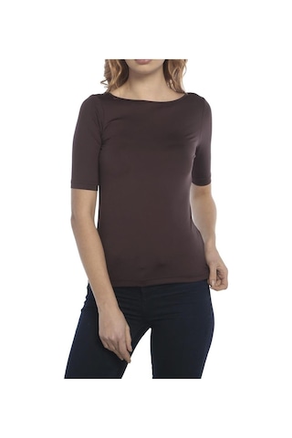 Bulalgiy Kadın Kahverengi Basic Tişört - Bga156144 Kahverengi