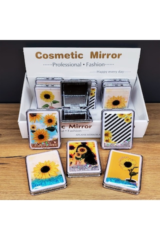 Simli Kapaklı Cep Aynası Renksiz