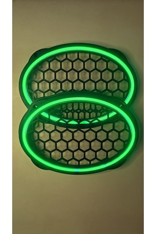 Hoparlör Kapağı Oval 20 Cm Ledli 2'li Takım - Yeşil
