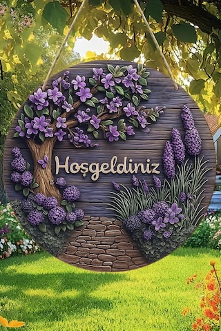 Kututr Hoş Geldiniz Mdf Kapı Süsü / 3d Görünümlü Askılı Silinebilir Uv Baskılı Dekoratif Ks014,ks014 20 X Çok Renkli