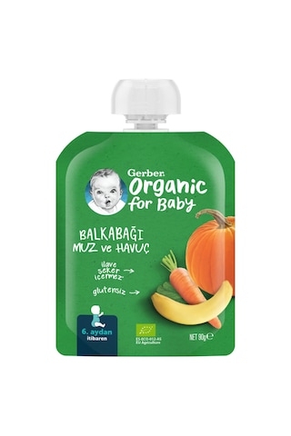 Gerber Organik Muzlu ve Havuçlu Balkabağı Püresi 90 G