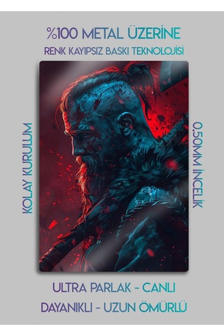 Ragnar Lodbrok, Vikings Dizi Film Posterleri - Parlak Metal Baskı Tablo