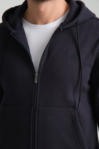 Shooter Sportswear Shooter Erkek Kışlık Eşofman Takımı Thermosoft Teknolojisi İçi Kuzu Görünümlü Regular Kalıp Minimal Logo Kapüşonlu Lacivert