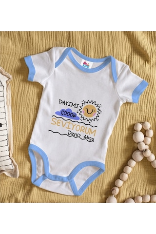 Bitmeyenkartus Bk Kids Kişiye Özel Mavi Bebek Body Zıbın - Model 93 Çok Renkli