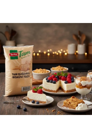 Torku Tam Buğday Bisküvi Tozu 1 Kg Pasta, Cheesecake Ve Tatlı Tabanı İçin Öğütülmüş Bisküvi