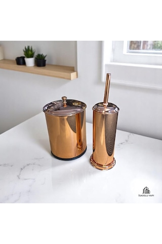 İsaoğlu Yapı Bakır Kova Ve Fırça Seti Premium Metal Vintage Kova Bronz Bakır Set Bakır
