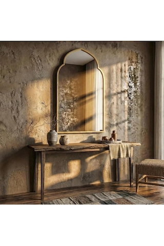 60x100 Kubbe Duvar Dekor Aynasıkonsol Aynası/estetik Ayna Gold 60 X 100 Çok Renkli
