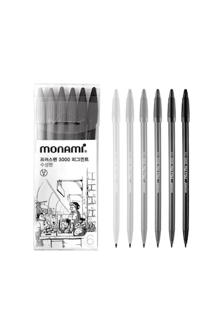 Eskiz Defteri A5 120 Gr 50 Yaprak Monami Plus Pen Su Bazlı Keçeli Kalem Seti 6'lı Grey Tones