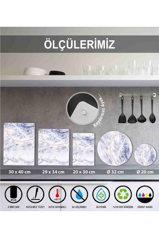 Sabanbaba Dekoratif Cam Kesme Tahtası Ballı Çiçek 30 X 40 Cm Ca
