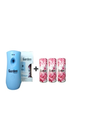 Garden Oda Kokusu Freshmatik, Otomatik Sprey Makine + Bubble Gum Yedek Sprey 260 Ml Air Freshener Bubble Gum Bahar Kokuları Parfüm Spreyi 260 Ml X 3 Adet Bubblegum