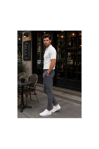 Hzr Wear Erkek Diz İzi Yapmayan En Boy Esnek Slim Fit Chino Pantolon Antrasit