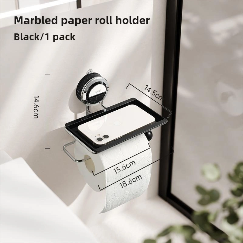 Monyee Banyo Tuvalet Kağıdı Rafı, Delme Yok Sıçrama Paspaslı, Duvar Takılı, Lüks Ev Kullanıma, Çok Amaçlı Depolama, Mermer Siyah Diğer