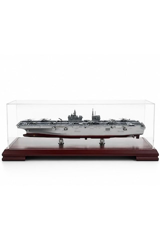 Detaylı Metal Uçak Gemisi Koruma Fanuslu Ve Çantalı 46cm