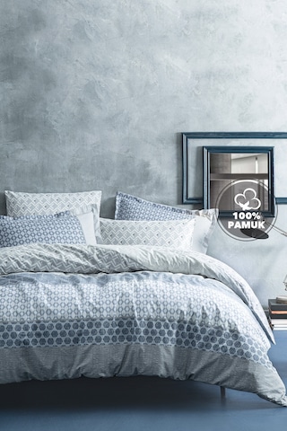 Yataş Bedding Malin Ranforce Çift Kişilik Nevresim Seti Mavi