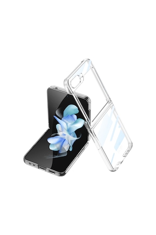 Samsung Uyumlu Galaxy Z Flip 5 Kılıf Zore Kıpta Lensli Kapak Renksiz