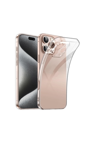 İphone Uyumlu 16 Pro Kılıf Kamera Korumalı Silikon Şeffaf Arka Kapak Şeffaf