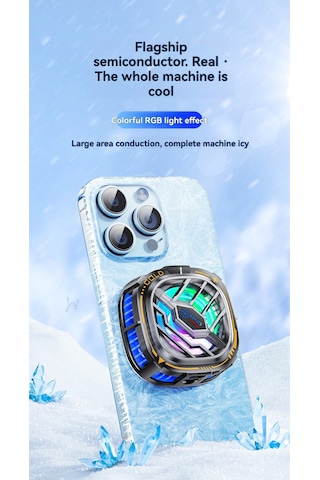 Reedark Magneetik Ve Klemli Semikonduktor Soğutucu, Rgb Işıklı, 3 Modlu Oyun Ve Canlı Yayın İçin Cep Telefonu/tablet Soğutma Klipsi Type-c, 25db