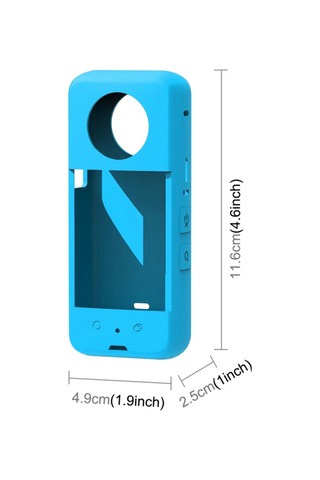 Ranyeek Insta360 X3 Panoramik Kamera İçin Mavi Silikon Korumalı Kılıf + Lens Kapağı