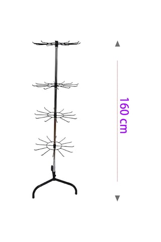 4 Katlı, 12 Siyah Kancalı Bijuteri Standı, Aksesuar Standı Siyah