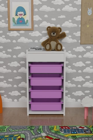 4 Sepetli Oyuncak Dolabı Çok Amaçlı Dolap Beyaz - Pembe Beyaz