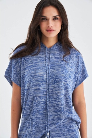 Peraluna Kaıra Blouse & Shorts Kapüşonlu Yazlık Kadın Triko Şort İndigo