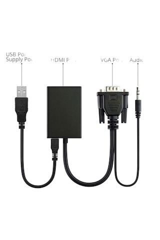 Vga To Hdmi Adaptör Çevirici Görüntü Ve Ses Aktarımı