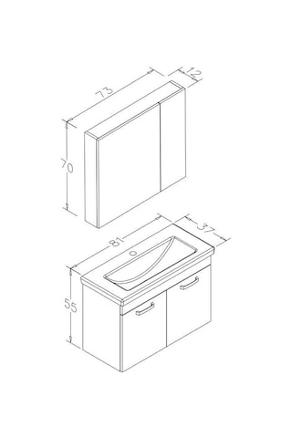 Orka Bafa 80 Cm Mdf Banyo Dolabı Alt Modül Ve Lavabo Beyaz