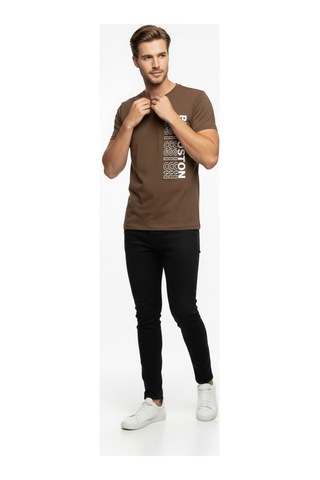 Urban Boston Dikey Baskı Erkek Tişört Slim Fit, Sokak Stili Günlük T-shirt Çok renkli