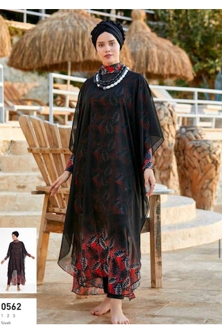 Adasea Maresiva 0562 Pareo Tesettür Mayo Üzerine Kaftan Çok Renkli