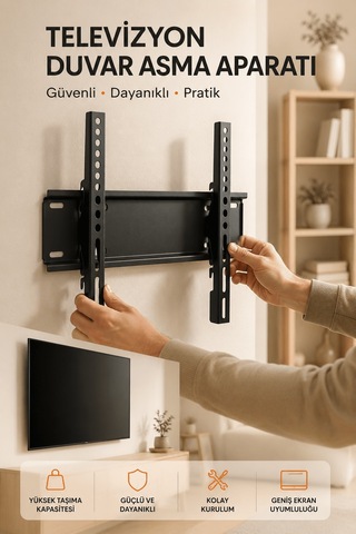 Yüksek Taşıma Kapasiteliniversal Tv Duvar Askı Aparatı 32-42 İnç