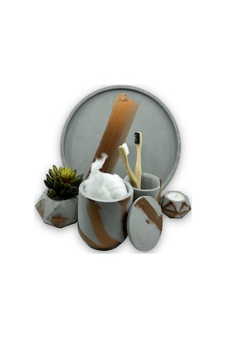 Rose Antrasit Beton Banyo Seti Gri Beton