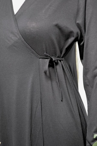 Kadın Yandan Bağlamalı Pamuklu Penye Namaz Elbisesi 38-48 Beden Siyah