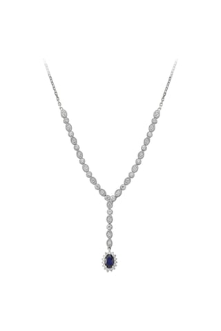 Sirius Pırlanta ve Oval Safir Taşlı Su Yolu Kolye 0815P0066