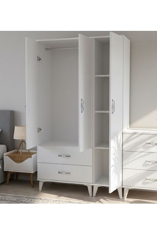 Duru 3 Kapaklı Dolap Gardırop - Byz M2 Beyaz
