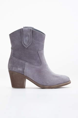 Analin Shoes Kadın Hakiki Deri Western Kovboy Bot Gri Süet