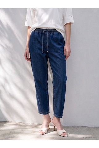 Lcwaıkıkı Curve Lacivert Beli Lastikli Straight Fit Kadın Jean Pantolon