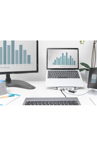 Dizüstü Yükselticili Usb-c Istasyonu 8 Bağlantı Noktalı Gümüş/