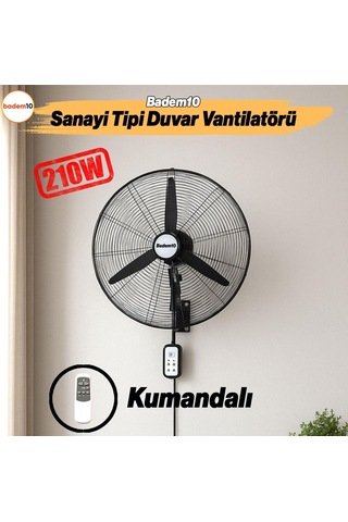 Ayrex Sanayi Tipi Kumandalı 75 Cm 210w Duvar Vantilatörü Endüstriyel Sessiz Duvara Monte Zincirli Fan