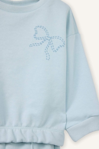 Defacto Kız Bebek Aplike 2li Takım Sweatshirt Eşofman Altı G8500a526spbe174 Mavi-be174