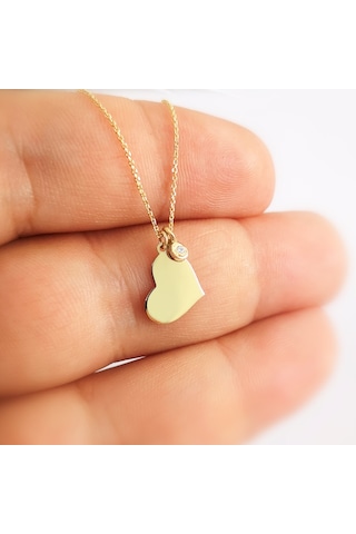 Altın Minik Pırlantalı Kalp Kolye AS83PKL AltınSepeti