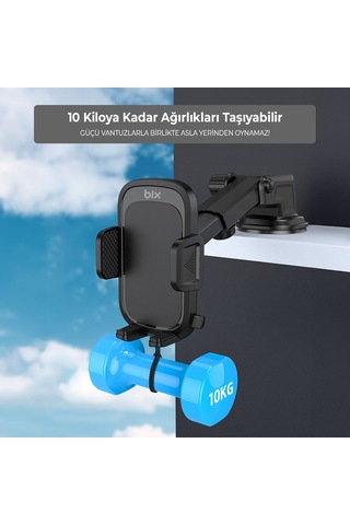 Bix Bxch4 Çok Fonksiyonlu Araç İçi Vantuzlu Telefon Tutucu Siyah