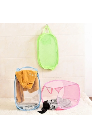 Katlanır Oyuncak Filesi Çamaşır Sepeti Çok Amaçlı Kirli Sepeti Xl Çok Renkli