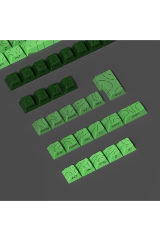 Mekanik Klavye -pbt Çift Baskı Keycap Seti- Çizgi Desenli 137 Tuşlu Yeşil - Siyah Tuş Takımı