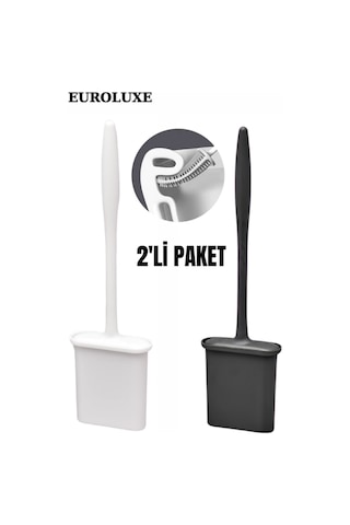 2'li Siyah-beyaz Renk Silikon Tuvalet Fırçası Set Bükülebilir Pratik Silikon Fırça Wc Klozet Fırçası Beyaz - Siyah