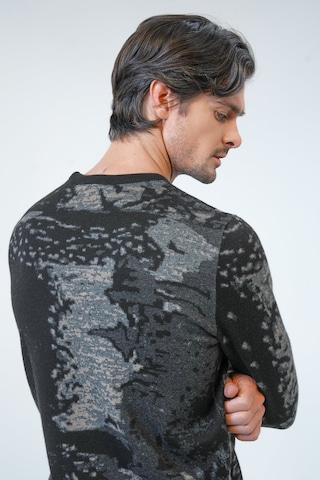 Back And Bond Siyah Regular Fit Desenli Pamuklu Bisiklet Yaka Triko-siyah Siyah