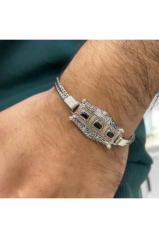 Simurg Jewellery 925 Ayar Gümüş Siyah Taşlı Bileklik