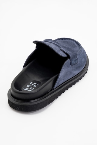 Luvishoes Laven Lacivert Süet Hakiki Deri Kadın Terlik Lacivert