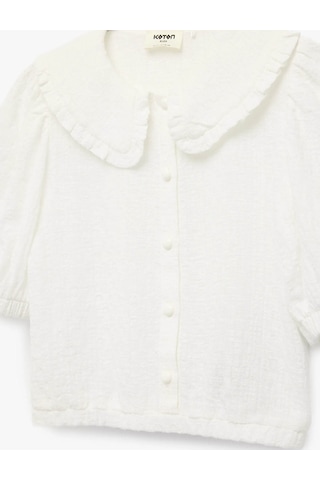 Koton Düğmeli Crop Bebe Yaka Ekru Kız Çocuk Bluz 6skg60066aw