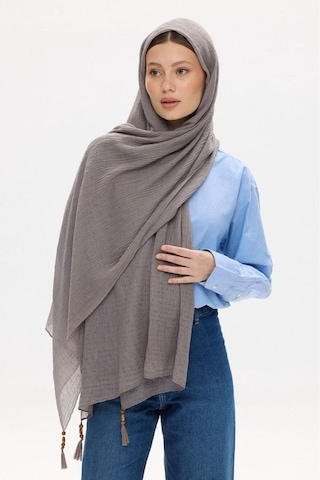 Fenza Scarf Freya Müslin Püsküllü Bürümcük Pamuklu Şal Antrasit