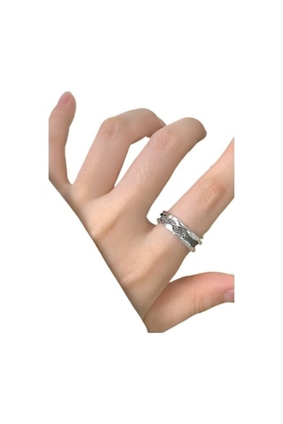 Soulader S925 Ayar Gümüş Lav Desenli Doğal Görünüm Nişan Yüzüğü Kadın Trend Elektrokaplama Moda Aksesuar Hediyelik Özel Gün Gümüş